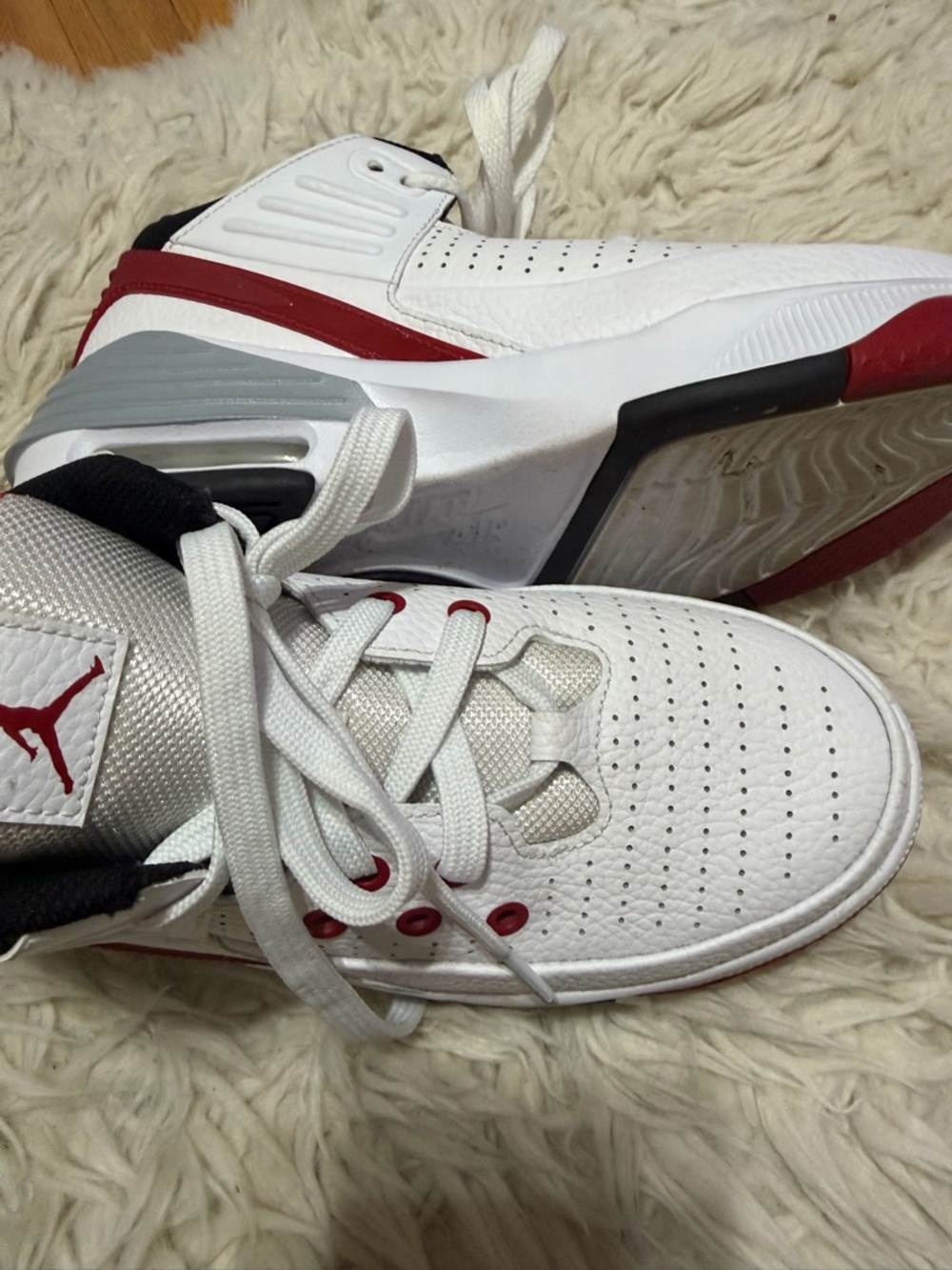Jordan White and Red High-Top Basketball Sneakers